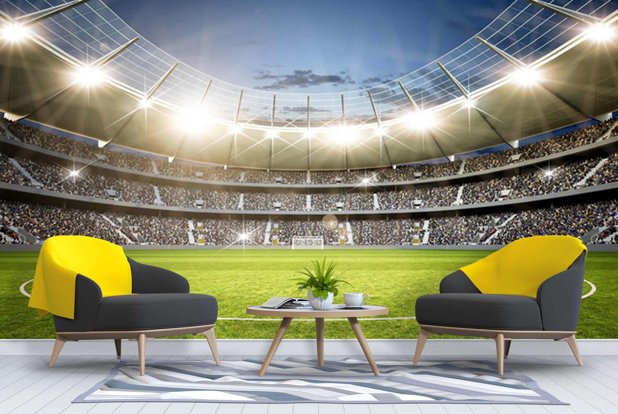 Football Stadium Wall Mural Football Soccer Wallpaper Boys ...