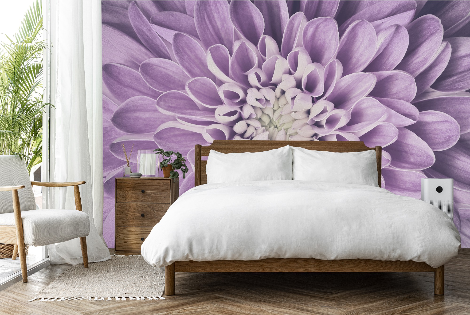 Purple Dahlia Wallpaper Wall Mural