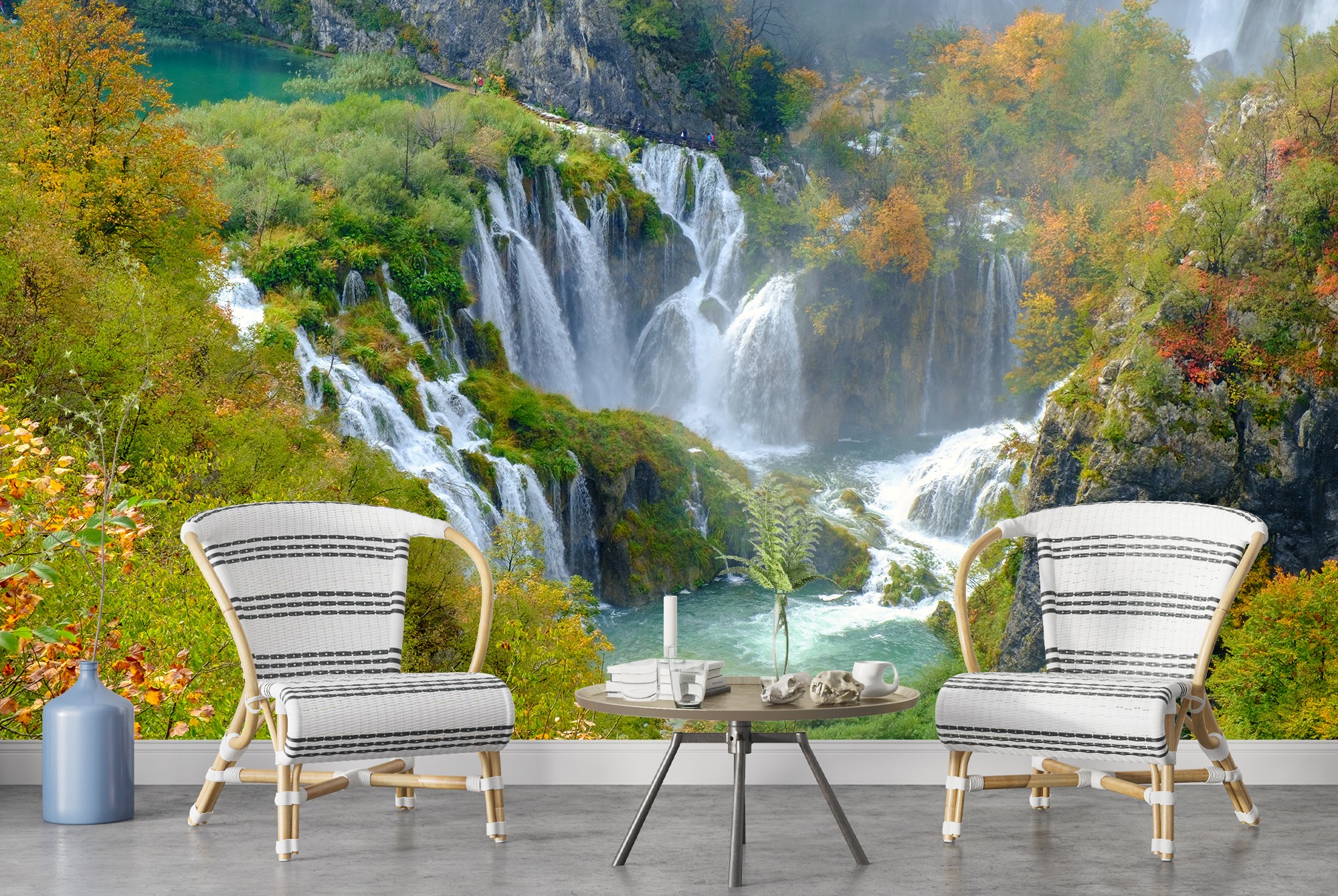 Croatia Waterfall Wall Mural Green Landscape Wallpaper ...