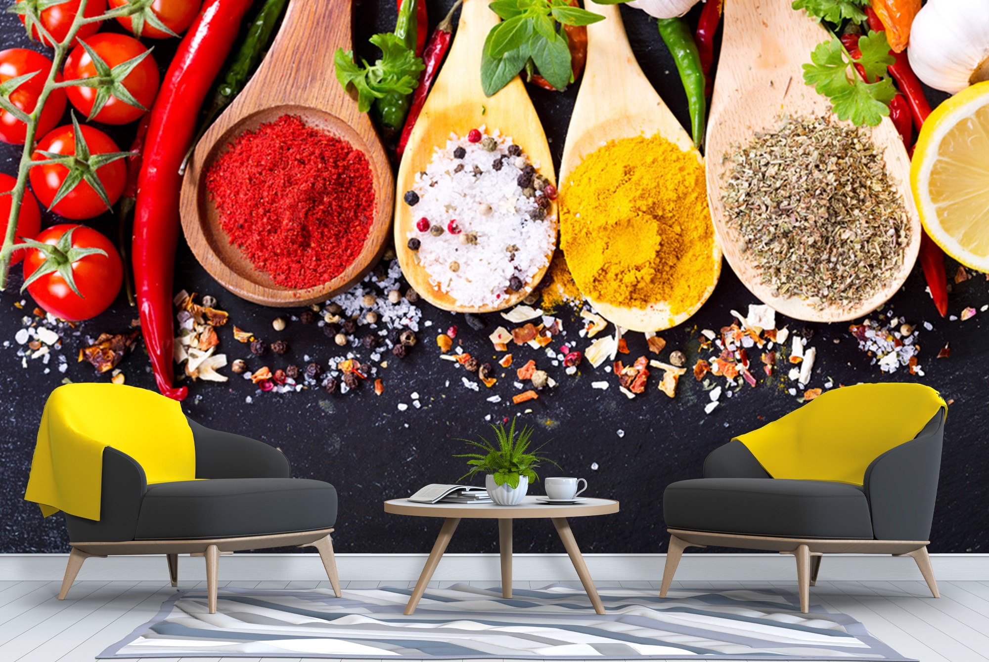 Colourful Spices Kitchen Wallpaper Wall Mural