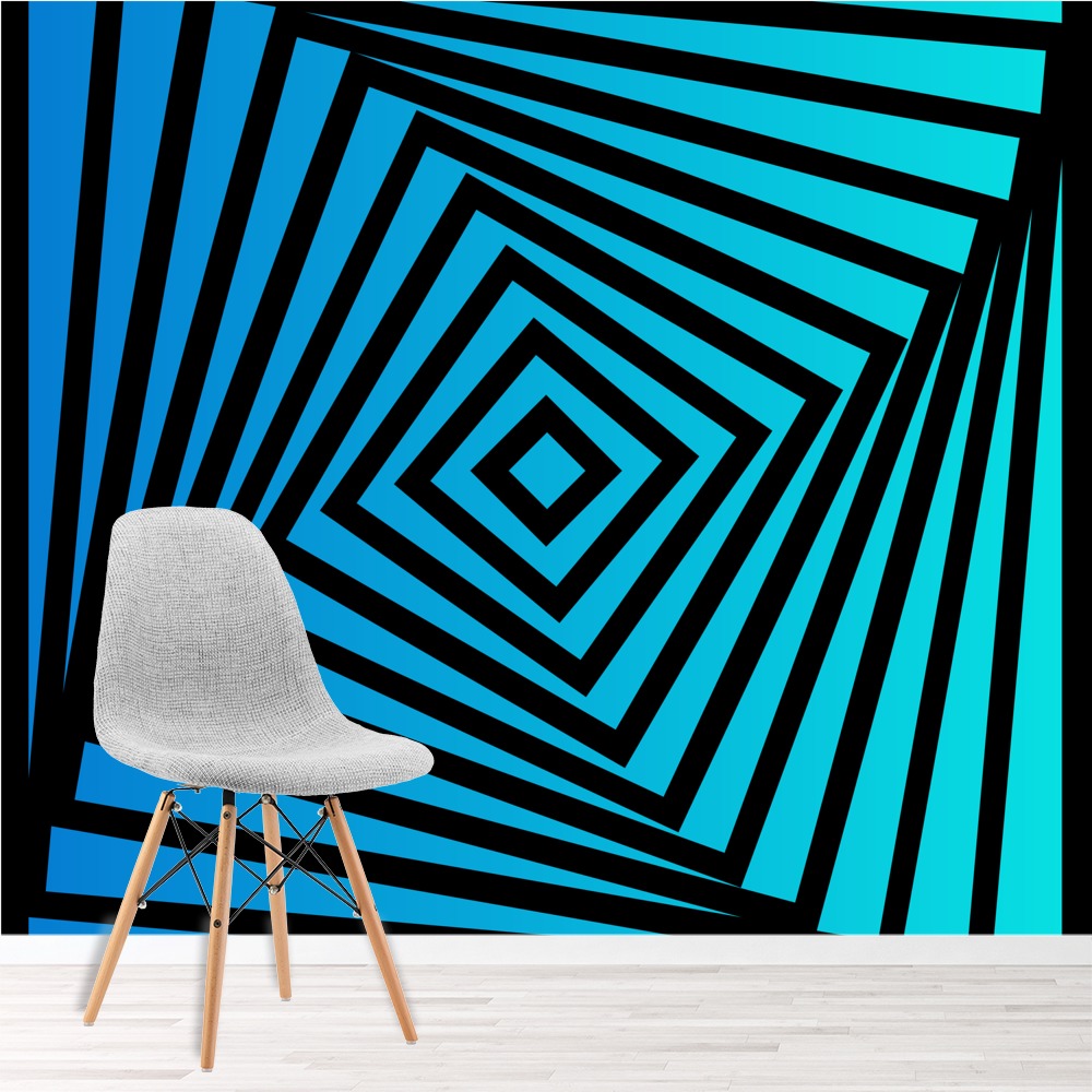 Blue Optical Illusion 3D Wallpaper Wall Mural