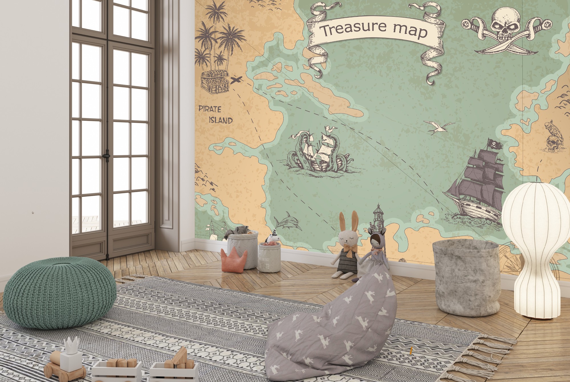 Treasure Map Pirate Wallpaper Wall Mural