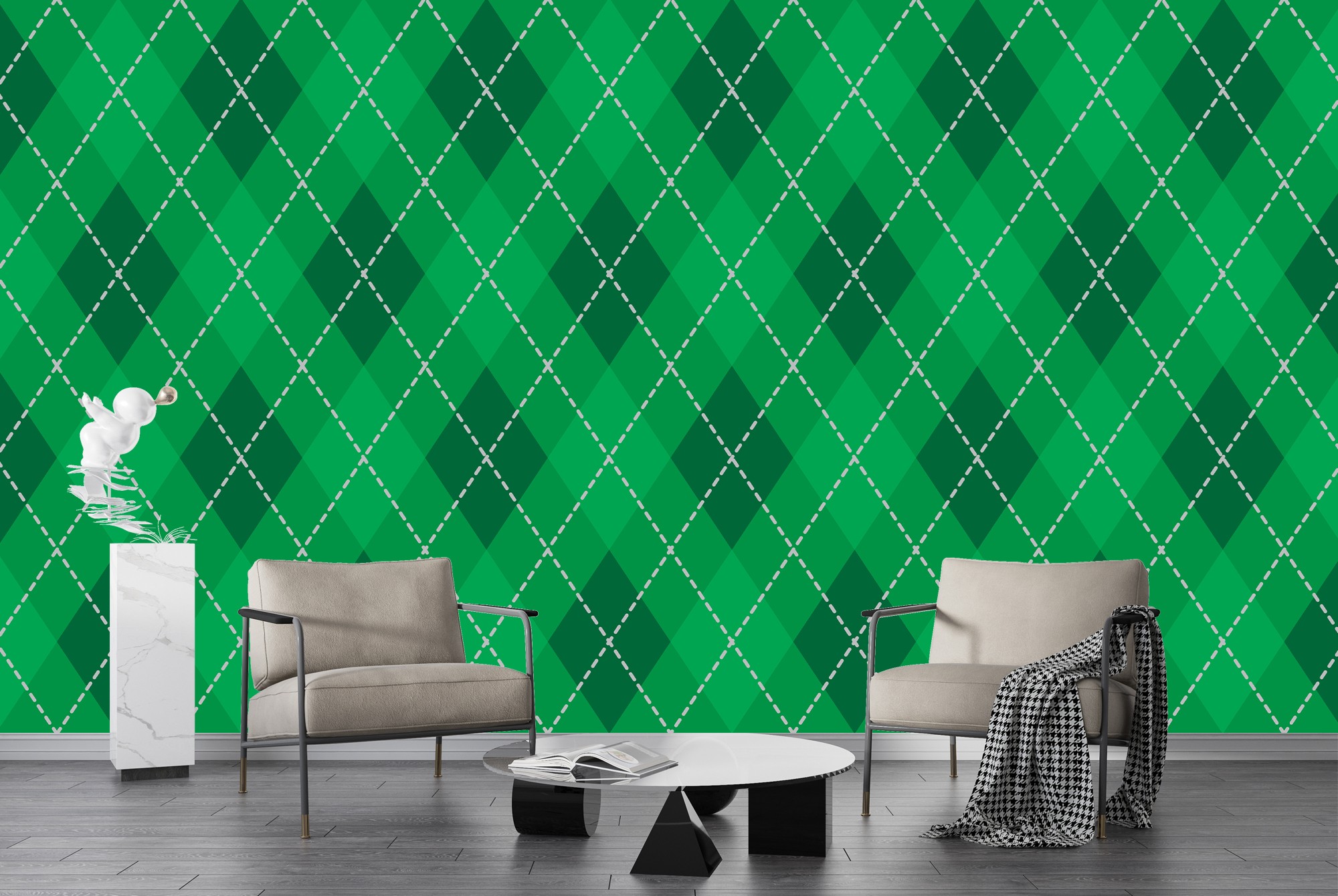 Green Argyle Golf Background Wallpaper Wall Mural
