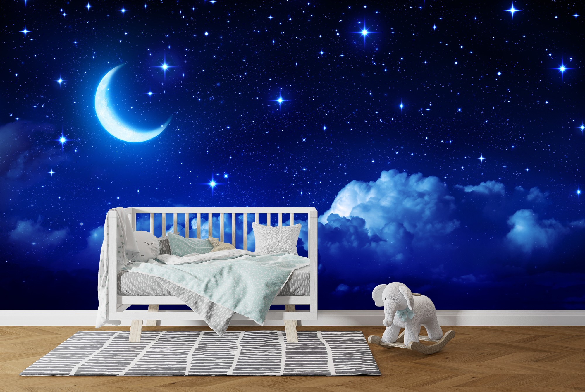 Twilight Sky Moon & Clouds Wallpaper Wall Mural