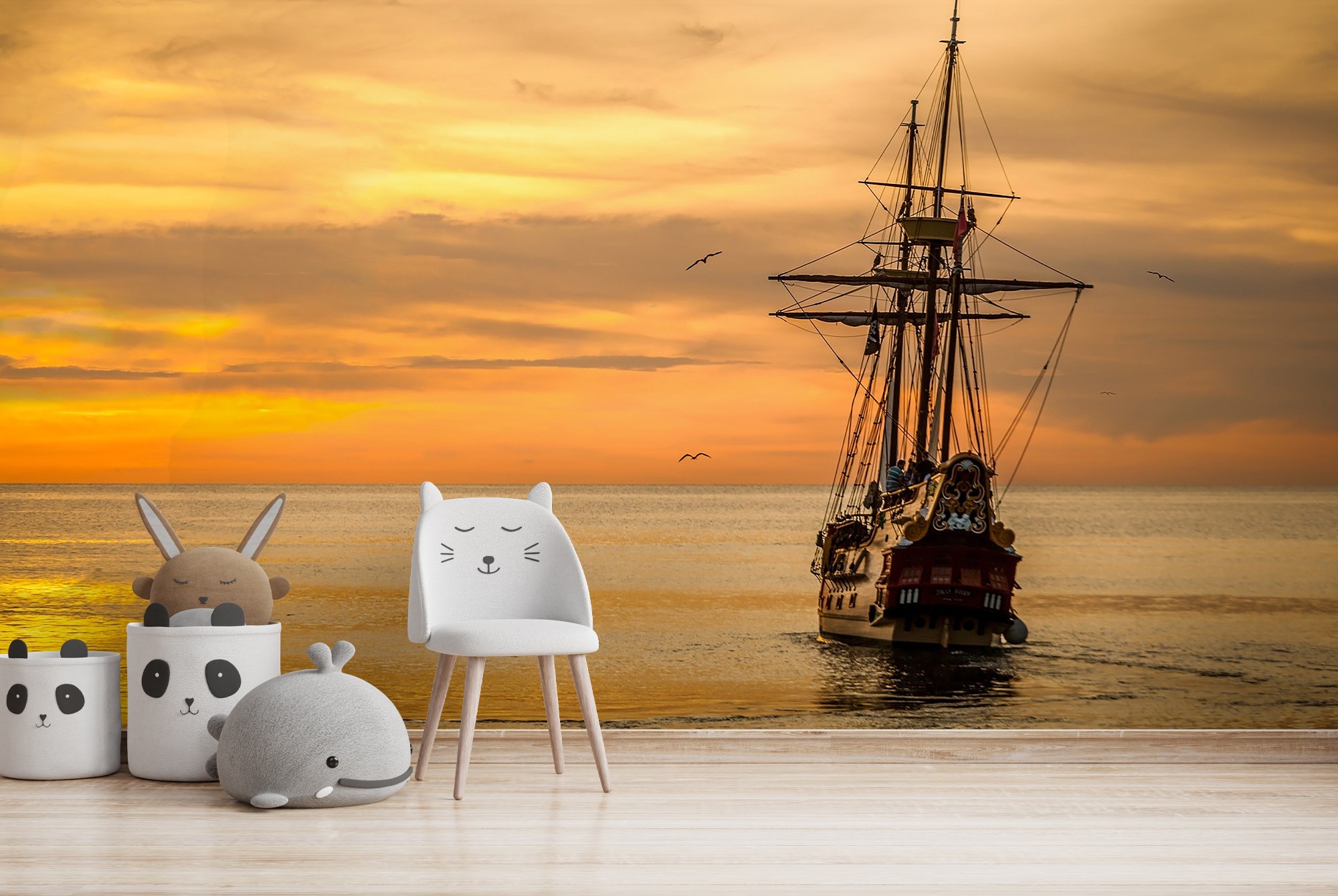 Vintage Pirate Ship Wallpaper Wall Mural