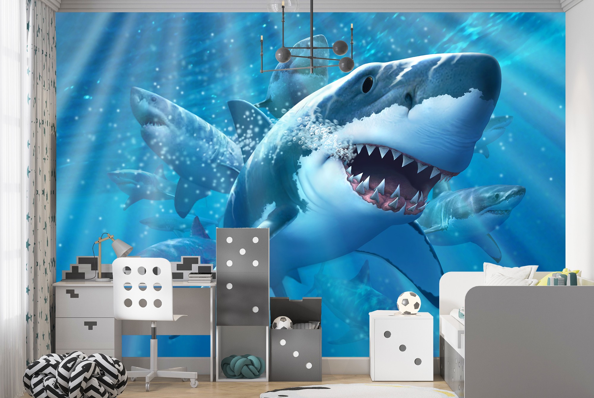 Great White Shark II Wall Mural by Jerry Lofaro