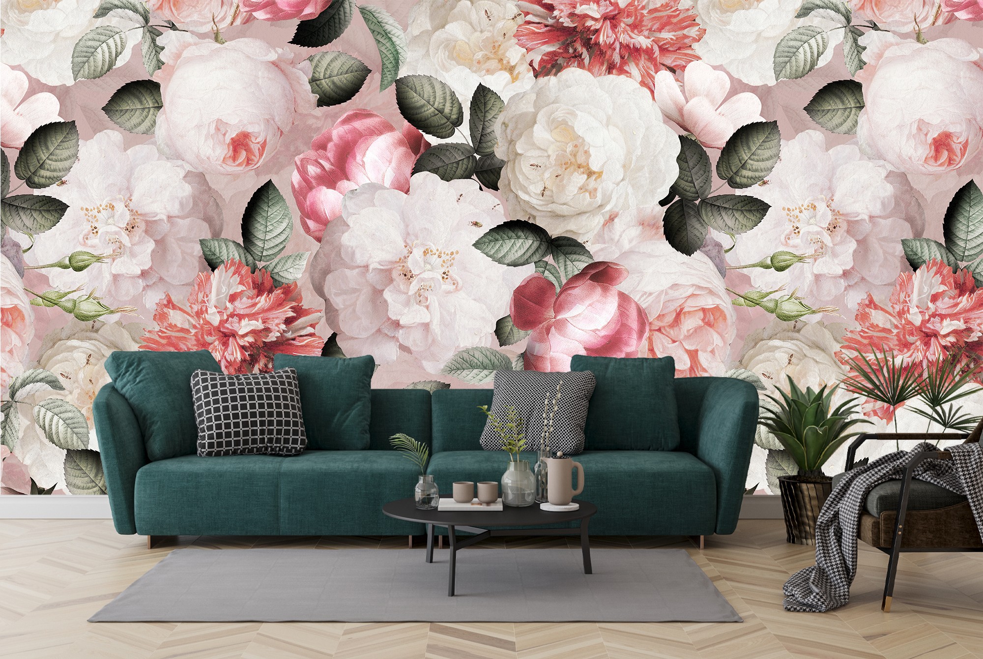 Pink Peonies Wall Mural by Uta Naumann