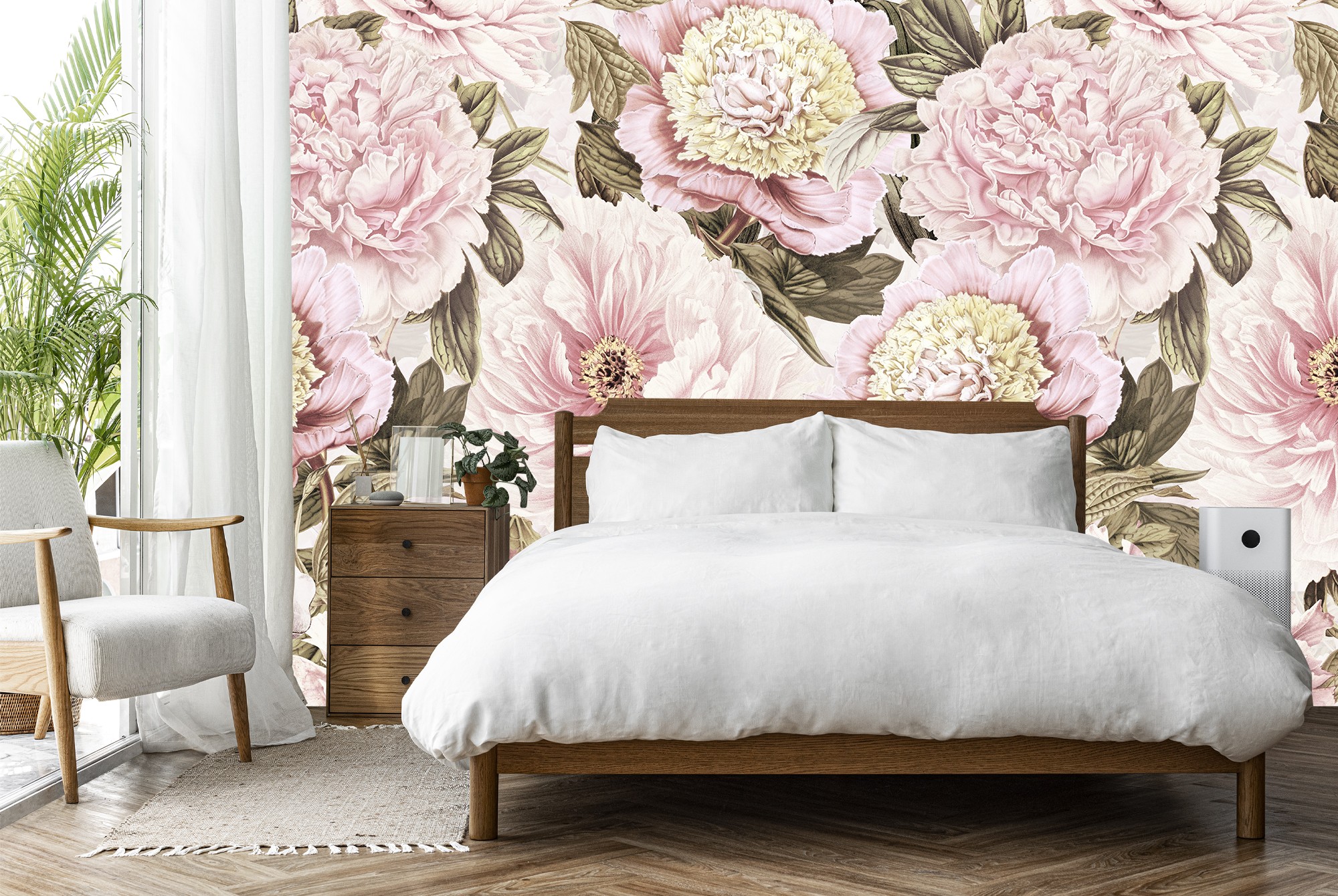 Pretty Pink Peonies Wall Mural by Uta Naumann