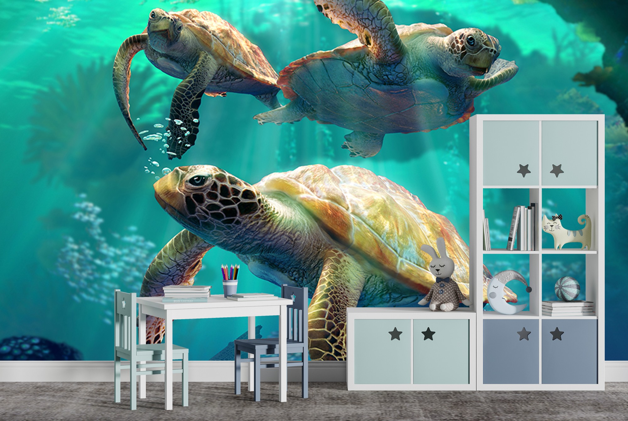 Sea Turtles Wall Mural by David Penfound