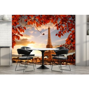 Eiffel Tower Autumn Paris Wallpaper Wall Mural