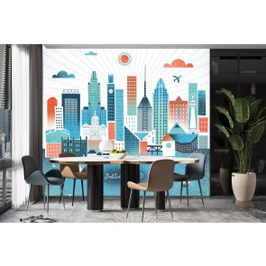 Baltimore Skyline Wall Mural by Michael Mullan