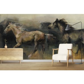 Horses Roaming the West Wall Mural by Marilyn Hageman