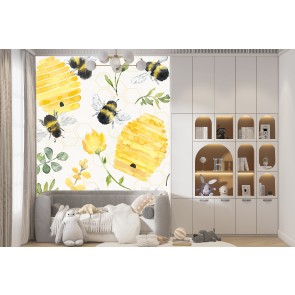 Bee Harmony Pattern V Wall Mural by Dina June