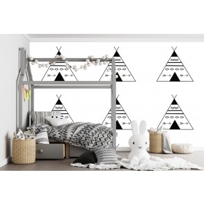 Black Teepees Pattern Wall Mural by Jan Weiss