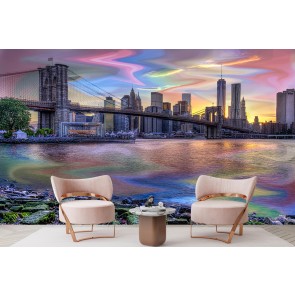 Brooklyn Bridge at Sunset Wall Mural by Franklin Kearney