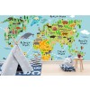 Animal World Map Wallpaper Wall Mural