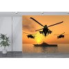 Warship & Apache Wallpaper Wall Mural