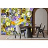 In Bloom Purple & Yellow Flowers Wallpaper Wall Mural