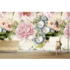 Pink & Blue Floral Wall Mural by Uta Naumann