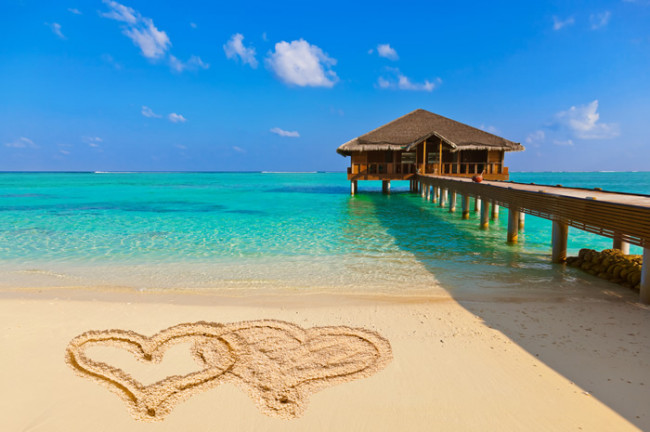 beach heart wall mural